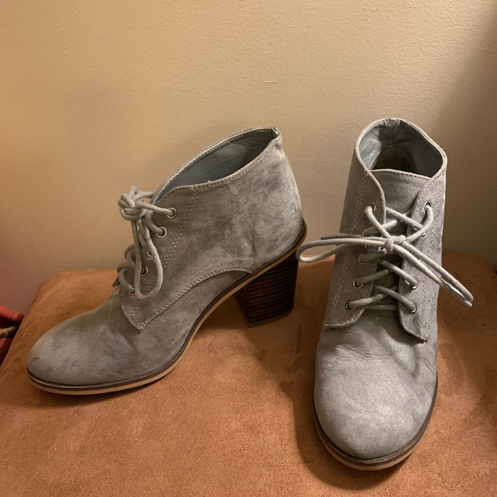 Gray Lace up Booties